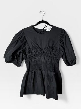 Sofie the Label Black Ruffled Puff Sleeve Blouse Size Medium (M)